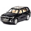 BMW X7 kovový model hračka na batérie svetla zvuk 1:24 Čierna