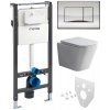 Mereo WC set - Smart flush rimless WC hranaté, modul pre sadrokartón, chróm hranaté tlačidlo lesklé MM02NSETRT322