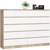 Akord Komoda Kuba 160 cm 10 zásuviek SONOMA / BIELA
