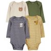 CARTER'S Body dlhý rukáv Navy/Olive Animal chlapec 4ks 9m/ veľ. 74 1R697910_9M