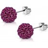 CITY STORM Náušnice Shamballa fialovo ružové - 6 mm + darčeková krabička zadarmo
