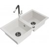MEXEN/S MEXEN/S - Mario granitový drez 2-bowl vrátane batérie Flora, biela 6504-20-670401-07-B
