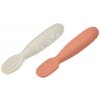 Ergonomické tréningové lyžičky Silicone Pre-Spoons Terracotta Velvet Grey Beaba zo silikónu na samostatné jedenie 2 kusy od 4 mes
