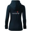 Víno ekg - Mikina dámska trendy zipper s kapucňou - S ( Tmavomodrá (takmer čierna) )