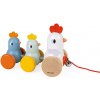 Janod Drevená hračka na ťahanie Sliepka s kuriatkami