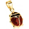 Šperky eshop - Zlatý 9K prívesok - väčšia vypuklá lienka pokrytá červenou a čiernou glazúrou S1GG43.29