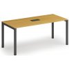 Rokovací stôl PRIMO SQUARE, 180x80 cm, buk + stolová zásuvka TYP II, čierna