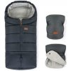 PETITE&MARS Set zimný fusak Jibot 3v1 + rukavice na kočík Jasie Charcoal Grey