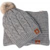 Baby Nellys Zimná pletená čiapka s brmbolcom komín sivá