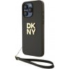 Obal DKNY PU Leather Stack Logo Wrist Strap Apple iPhone 15 Pro DKHCP15LPBSWSA hnedý