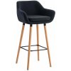 Design-Shop Barová stolička Grant - látka, drevené nohy natura - Čierna