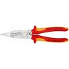 KNIPEX Multifunkčné elektroinštalatérske kliešte KNIPEX, pružina, izolované rukoväte 2f návlek 1000 V VDE