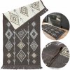 KOBEREC KILIM TKANÝ BOHO S FRNĎŽĽAMI OBOJSTRANNÝ MÓDNY VZOR 60x120CM HNEDÝ
