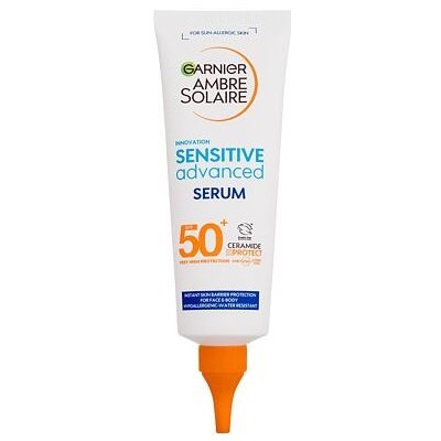 Garnier Ambre Solaire Sensitive Advanced Serum SPF50+ voděodolné opalovací ochranné sérum na tělo i obličej 125 ml