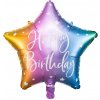 Balón PartyDeco - Hviezda Happy Birthday (farebný) 40cm