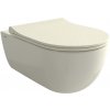 Bocchi V-Tondo - Závesné WC 545x360 mm Rimless + slim sedátko, SoftClose - SET, biscuit lesklá