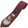 Pánska vianočná kravata, bordová so snehuliakom