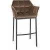 Barová stolička Damaso B velvet so 4-nohým rámom, hnedá