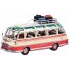 Béžovo-červený autobus se zahrádkou a zavazadly (Setra S6 beige-rot 1:43)
