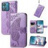 Peňaženkové kožené puzdro Butterfly Love na Motorola Edge 40 Neo - Svetlo fialová
