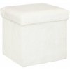 Atmosphera Úložný pouf EZZIO, látka, s boucle efektom, 38 × 38 × 38 cm, biely