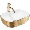 | REA-U7422 - Umývadlo na dosku BELINDA 33x46,5 cm keramika/biela/zlatá | REA-U7422