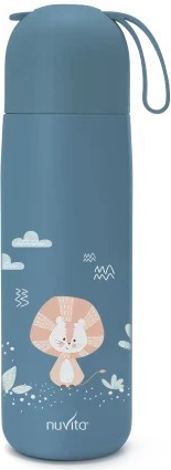 Nuvita Termoska se silikonovým držákem lev Powder Blue 400 ml