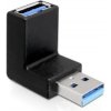 DeLock adaptér USB 3.0 samec - USB 3.0 samice pod úhelem 90° vertikálně 65339