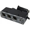 Rozdvojka autozapalovača 3x +1xUSB 0,5A 12-24V/5V SA023