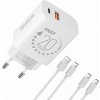 Rýchlonabíjačka OBAL:ME USB-A + USB-C 20W + 2x kábel 1m Biela