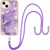 AppleKing mramorový kryt so šnúrkou pre iPhone 13 mini - fialový - možnosť vrátiť tovar ZADARMO do 30tich dní