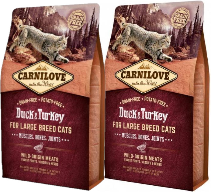 Carnilove Duck & Turkey for Large Breed Cats Muscles Bones Joints 2 x 6 kg