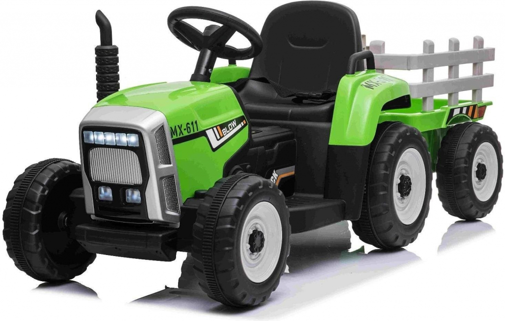 Worker elektrický traktor Traktors s vlečkou zelený 8586019942569