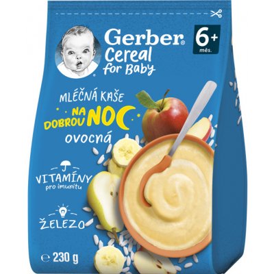 GERBER Cereal mléčná kaše ovocná Dobrou noc 230g