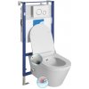 Sapho Závesné WC AVVA CLEANWASH, integr. batéria a bidet. sprška s podomietkovou nádržkou a tlačidlom Schwab, biela 100315-SET5