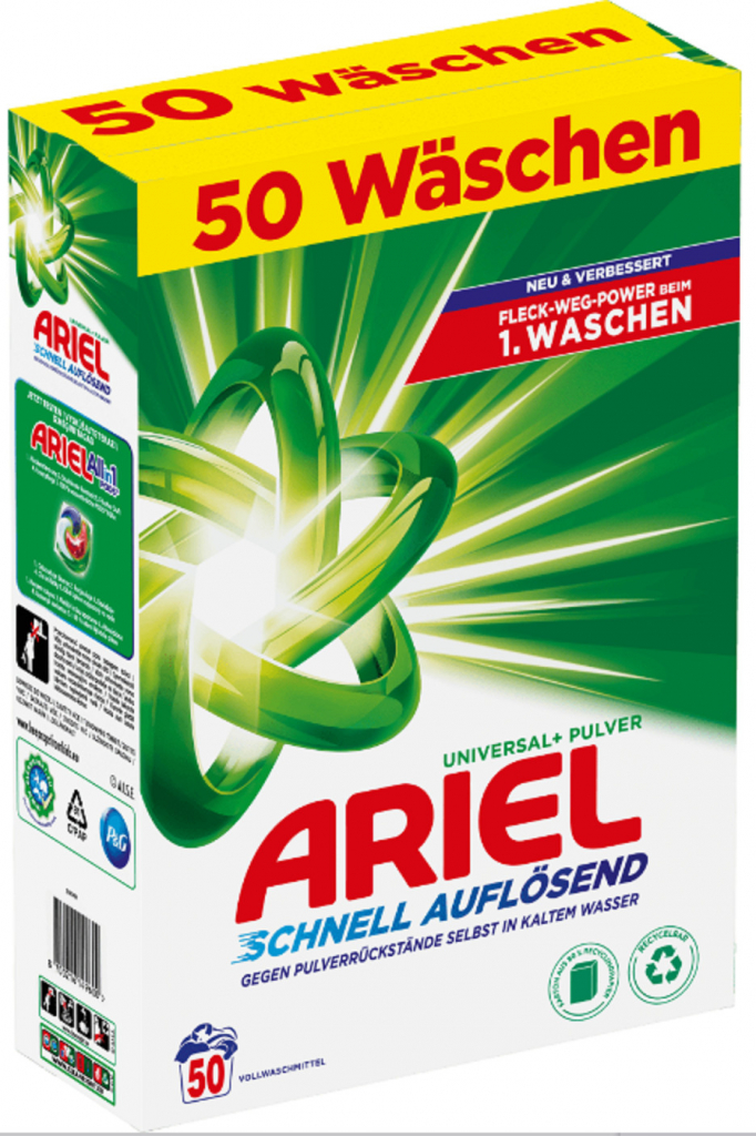 Ariel Universal+ Pulver univerzálny prací prášok na farebné oblečenie 50 PD 3 kg