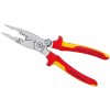 KNIPEX Multifunkčné elektroinštalatérske kliešte KNIPEX, pružina, izolované rukoväte 2f návlek 1000 V VDE