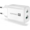 CONNECT IT Wanderer2 GaN nabíjací adaptér 1×USB-C + 1xUSB-A, 33W PD, BIELÝ