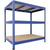 Kovový regál Biedrax 35 x 90 x 120 cm, modrý, 3 police MDF, nosnosť 300 kg na policu