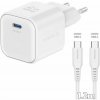 Swissten sieťový adaptér gan 1x usb-c 35w power delivery biely + dátový kábel usb-c/usb-c 1,2 m - biely