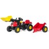Rollytoys Šliapací traktor Rolly Kid s prívesom a nakladačom-červený