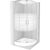 Mexen Rio sprchový kút polkruhový 90 x 90 cm, biele pásy, chróm + vanička Rio, biela - 863-090-090-01-20-4710