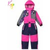 KUGO Dievčenská zimná kombinéza KUGO PB ružová tmavo modrá šedá Ružová