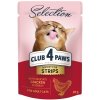 CLUB 4 PAWS Premium Plus kapsičky pre mačky prúžky s kuracim mäsom v omačke 85g (8094)