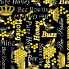 Benartex Buzzworthy / 9968M-12 / Medové slová na čiernej - zlatotlač