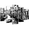Obraz na plátně pětidílný Benátky Itálie Černá a bílá - 150x100 cm