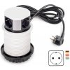 Emuca Výsuvná elektrická zásuvka VERTIKAL SCHUKO 3x 230V + 2x USB / Biela matná