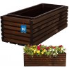 Kvetináč záhradný drevený box na terasu s vložkou hnedý 44x20 cm