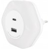 LED zásuvková lampa OZIL LED 0,3W USB A+C NW biela Struhm 04535