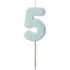 Sviečka PartyDeco Číslo 5 svetlomodrá 5,5cm